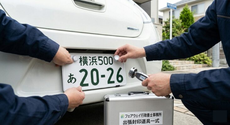 横浜ナンバーの出張封印作業の様子