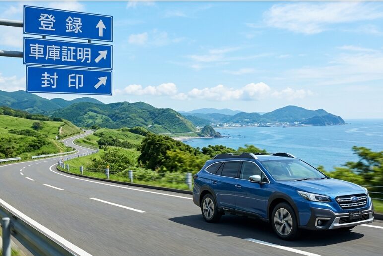 登録・車庫証明・封印の道路標識と横須賀の海岸線